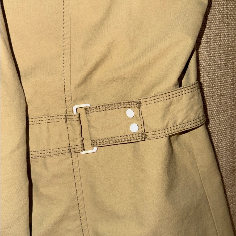 Eddie Bauer Trench Coat/Jacket Button Front Mid Length Classic Staple Neutral L - Picture 10 of 13